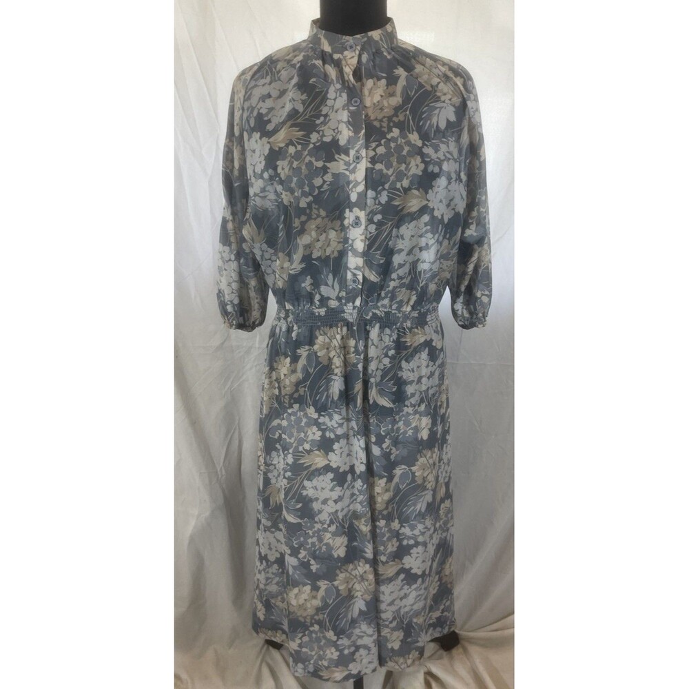 Vintage 70's Chiffon Floral Shirt Waist Dress By Melissa Lane Prairie Rockabilly